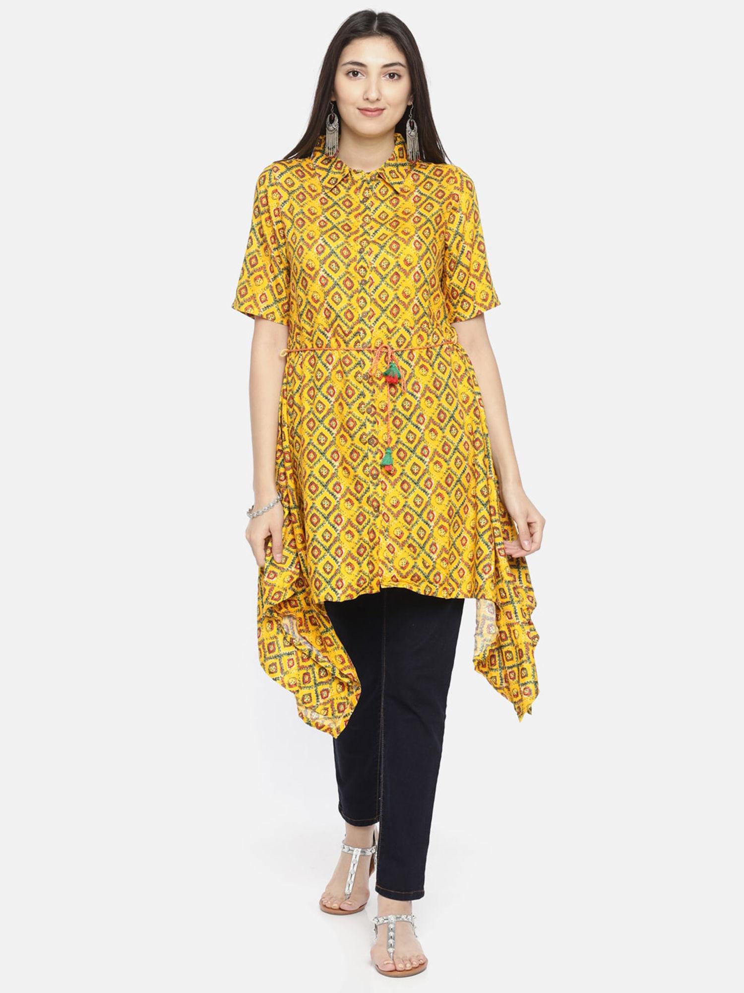 mustard printed tunics