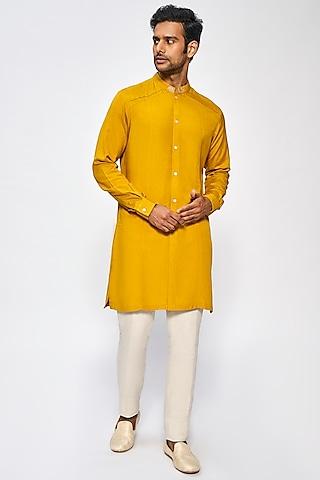 mustard rayon flex, cotton & viscose kurta