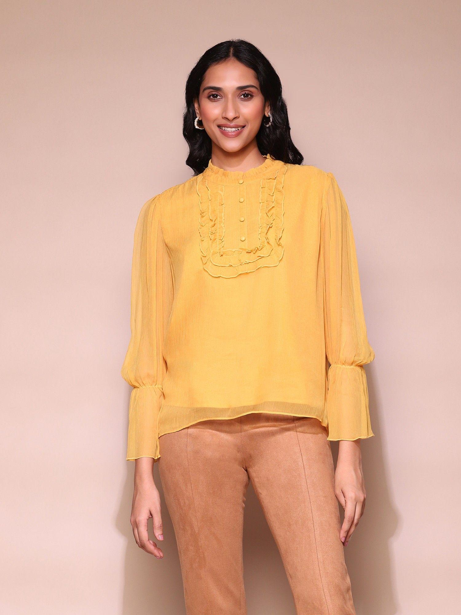 mustard ruffle top