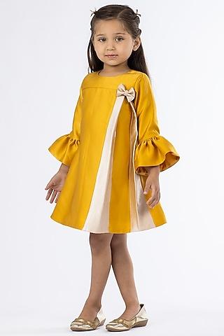 mustard satin a-line dress for girls