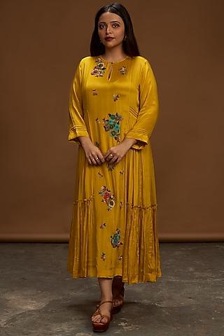 mustard sequins embroidered tunic