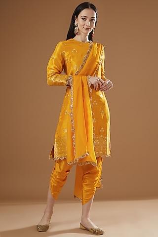 mustard silk dhoti set