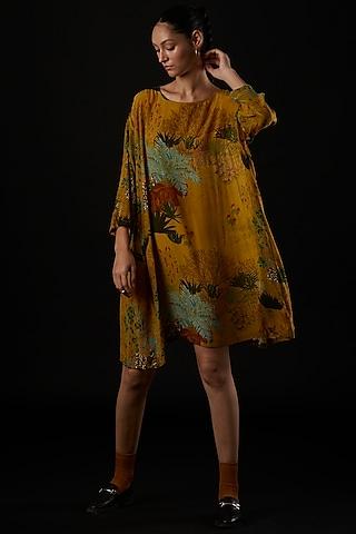 mustard silk dress