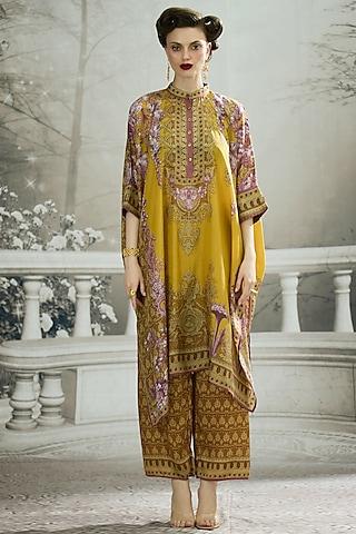 mustard silk printed tunic