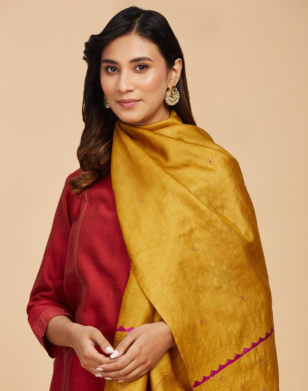 mustard silk stole