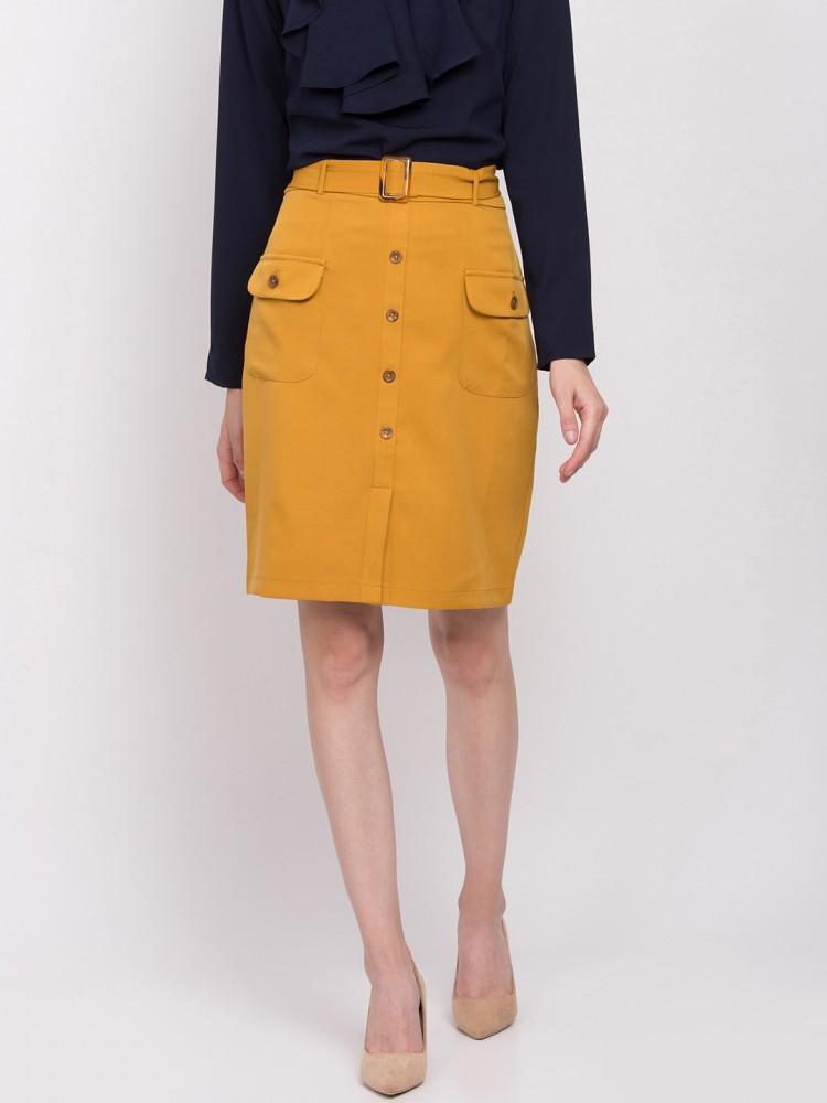 mustard slim fit skirt