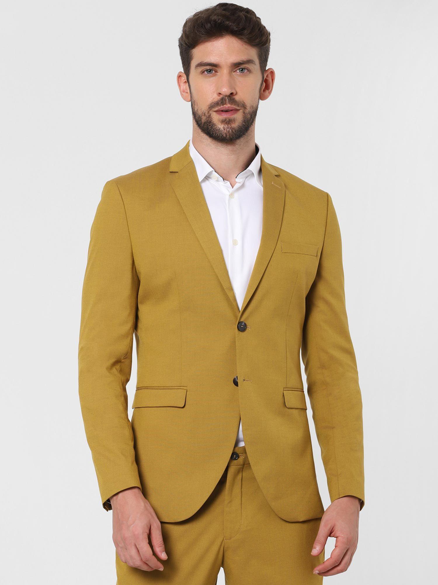 mustard slim fit suit blazer