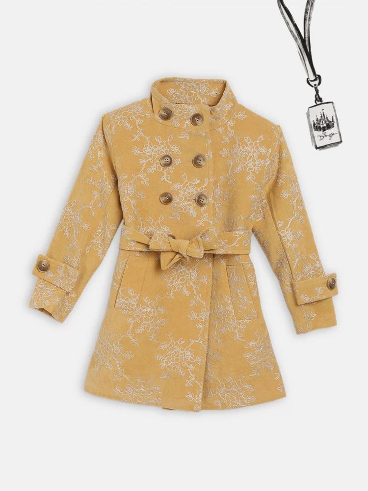 mustard solid collar coat
