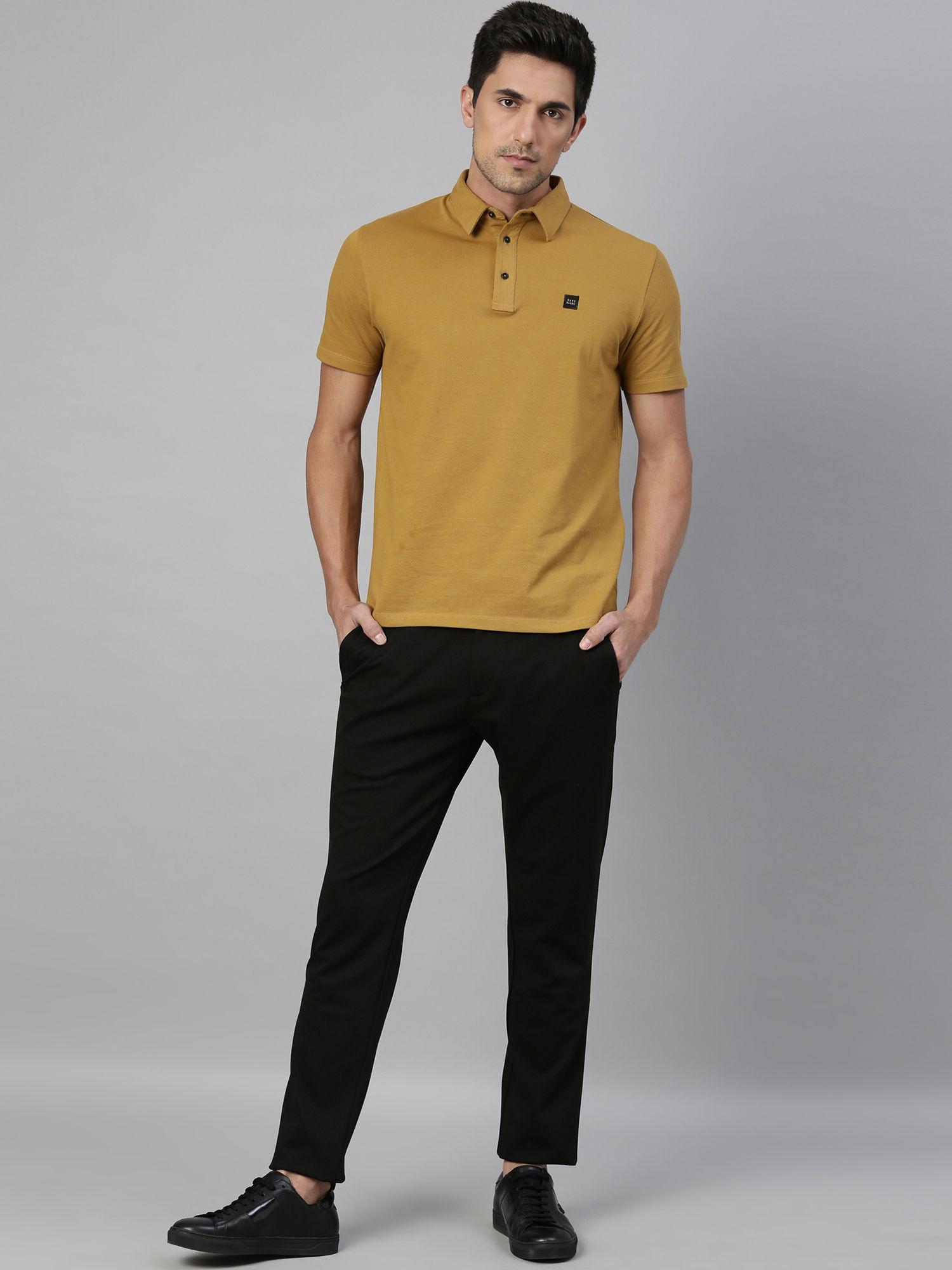 mustard solid polo t-shirt