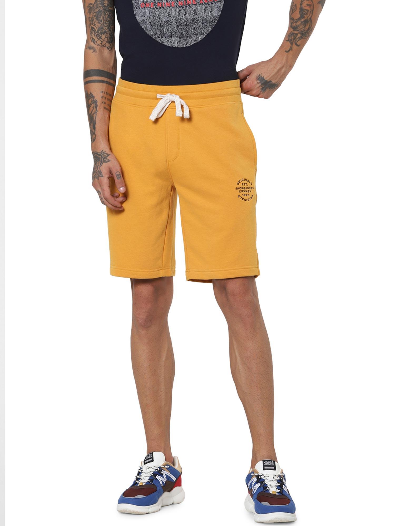 mustard solid shorts