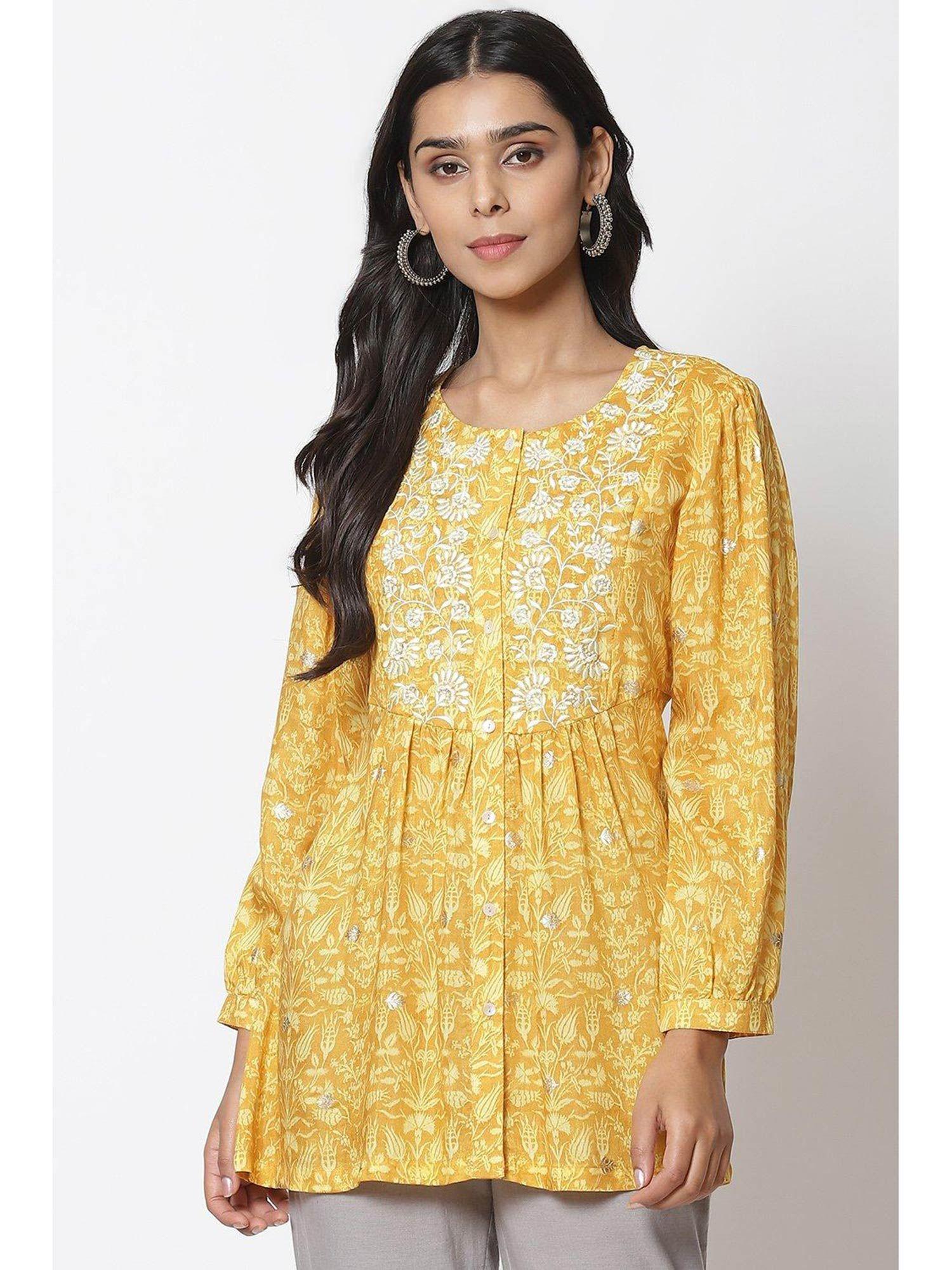 mustard straight kurti