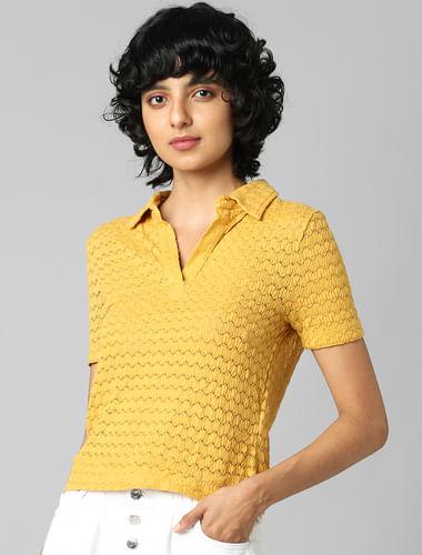 mustard structured polo t-shirt