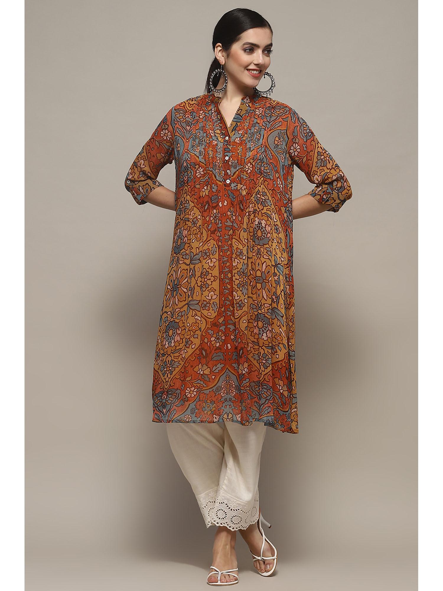 mustard viscose straight kurta