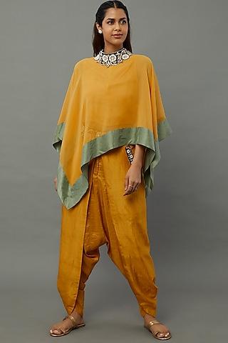 mustard yellow embroidered cape set