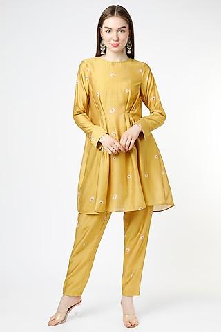 mustard yellow printed kurta set