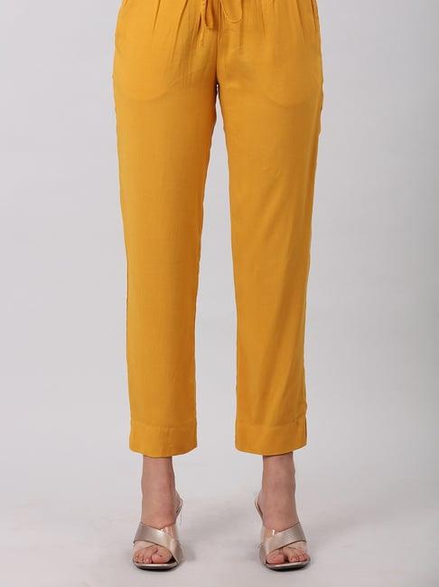 mustard yellow regular fit palazzos