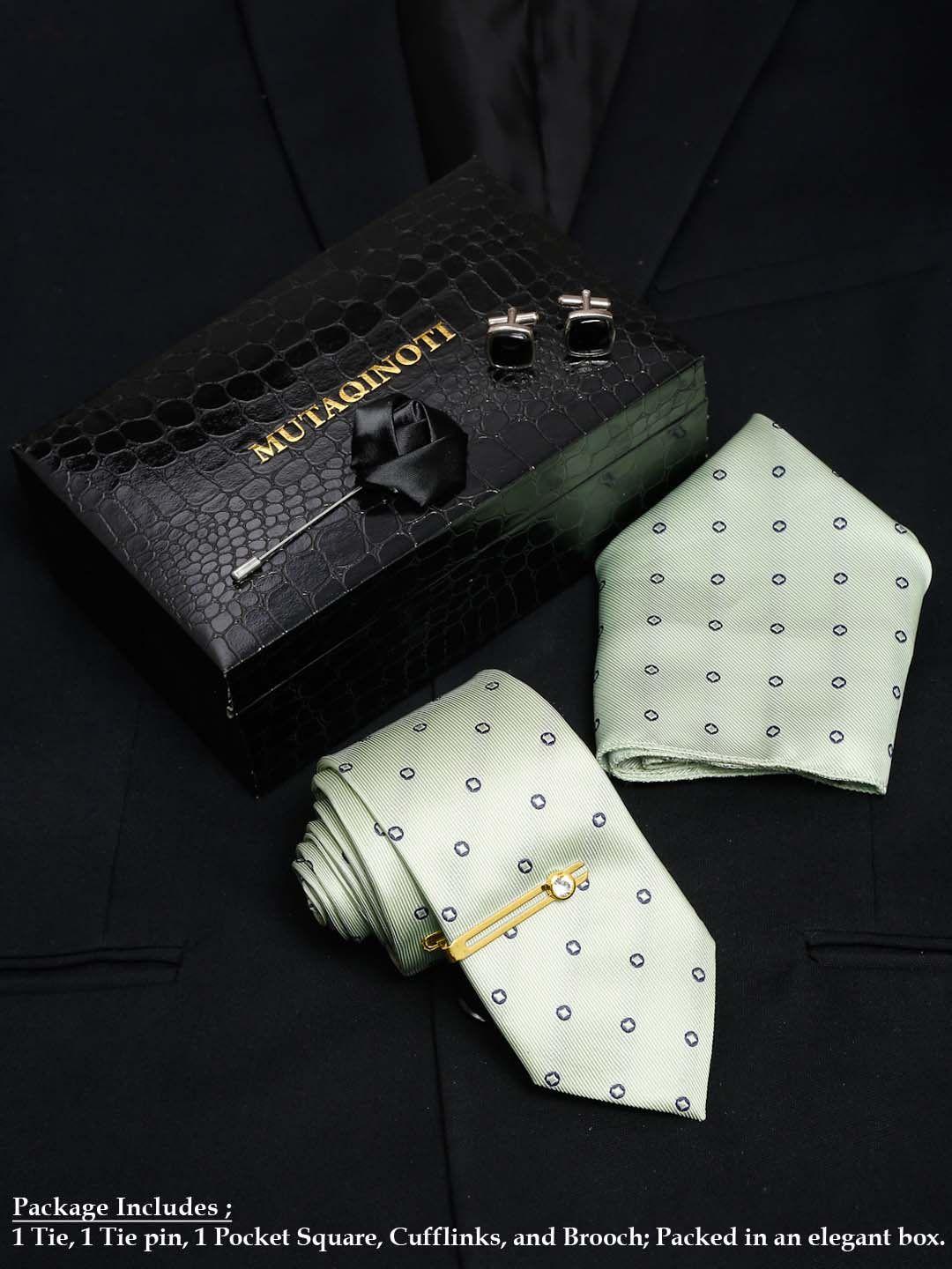 mutaqinoti men green formal tie accessory gift set