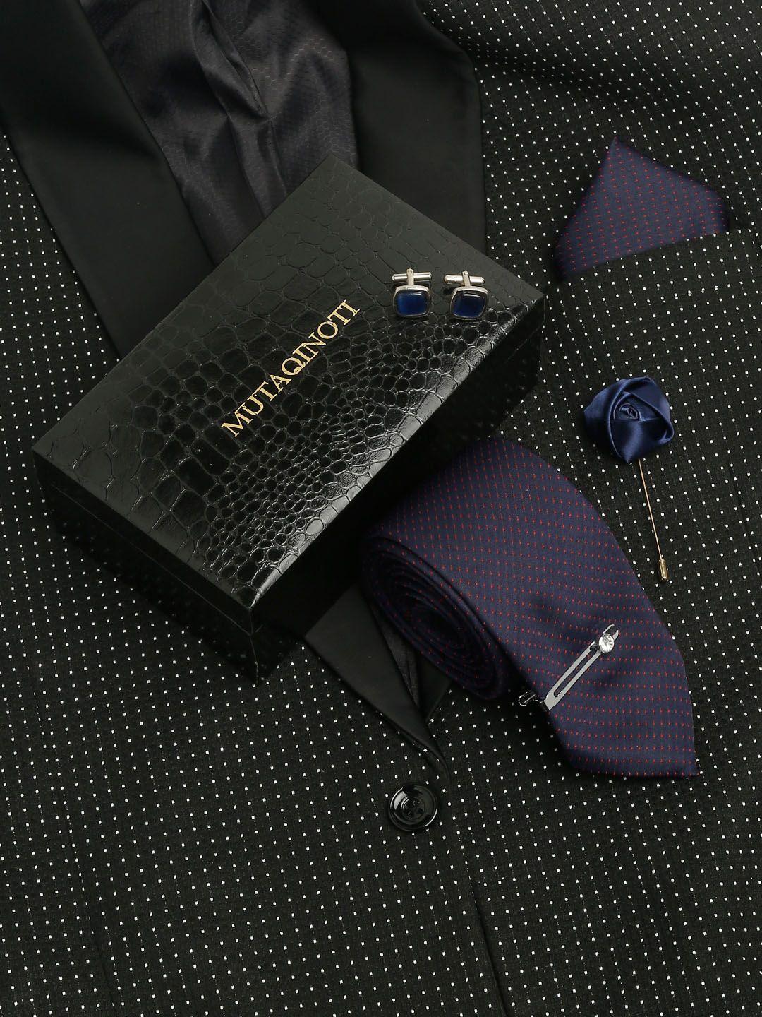 mutaqinoti men navy blue suit accessory gift set