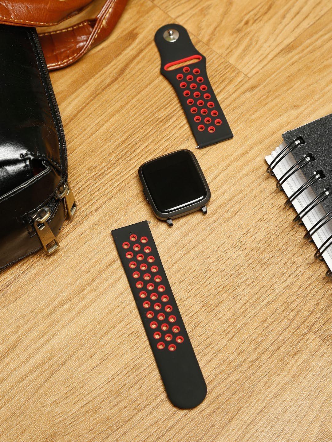 mutaqinoti black & red solid silicone smartwatch straps