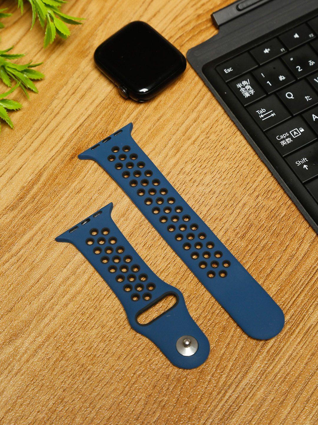 mutaqinoti blue & black silicone smartwatch strap