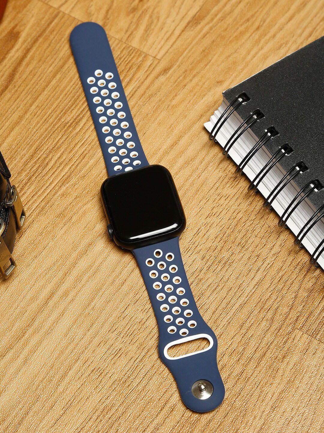 mutaqinoti blue & white solid soft silicone 22 mm smartwatch strap