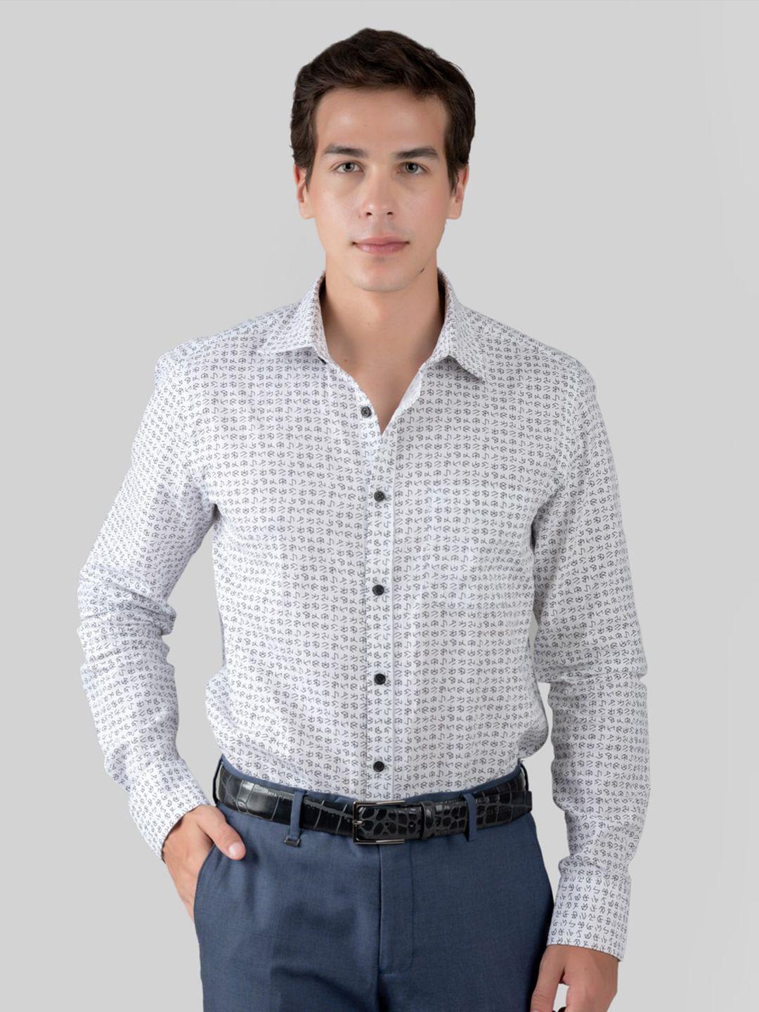 mutaqinoti comfort geometric opaque printed cotton formal shirt