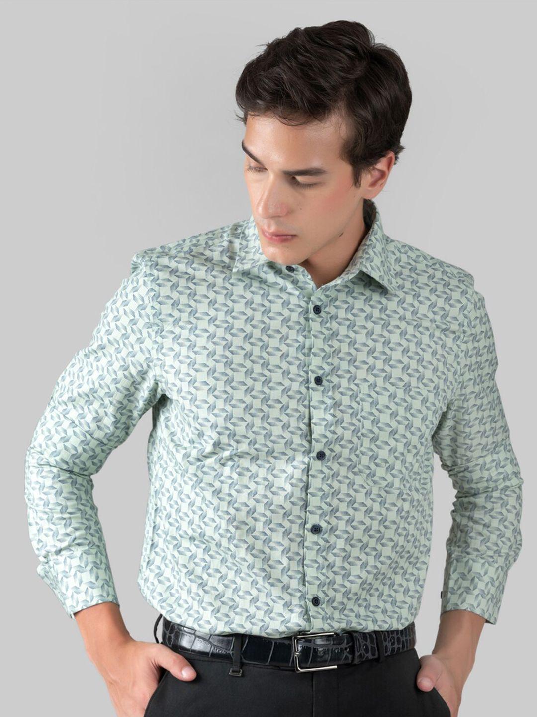 mutaqinoti geometric printed cotton formal shirt