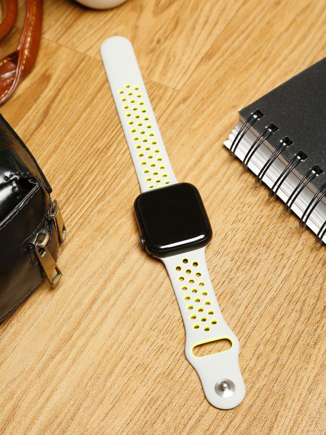 mutaqinoti grey & yellow solid smartwatch strap