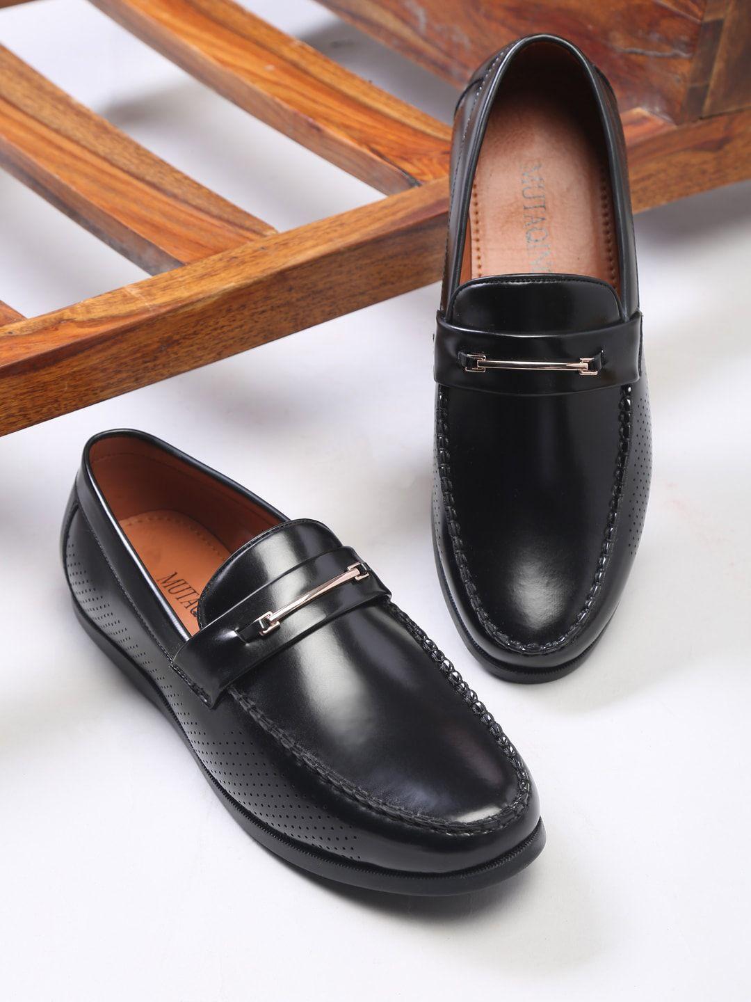 mutaqinoti men black patent leather loafers