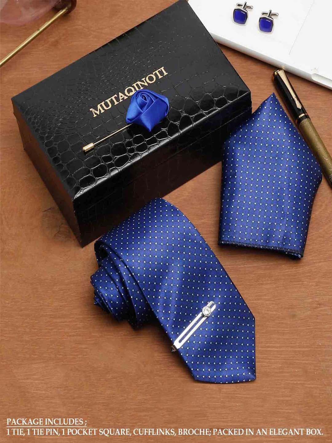 mutaqinoti men blue printed accessory gift set