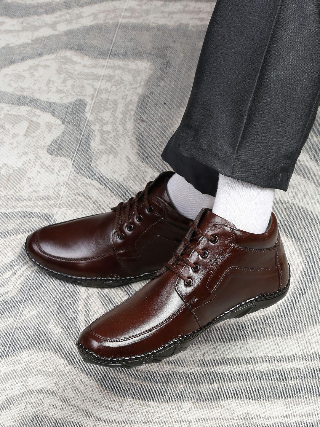 mutaqinoti men brown solid formal lace-up boots