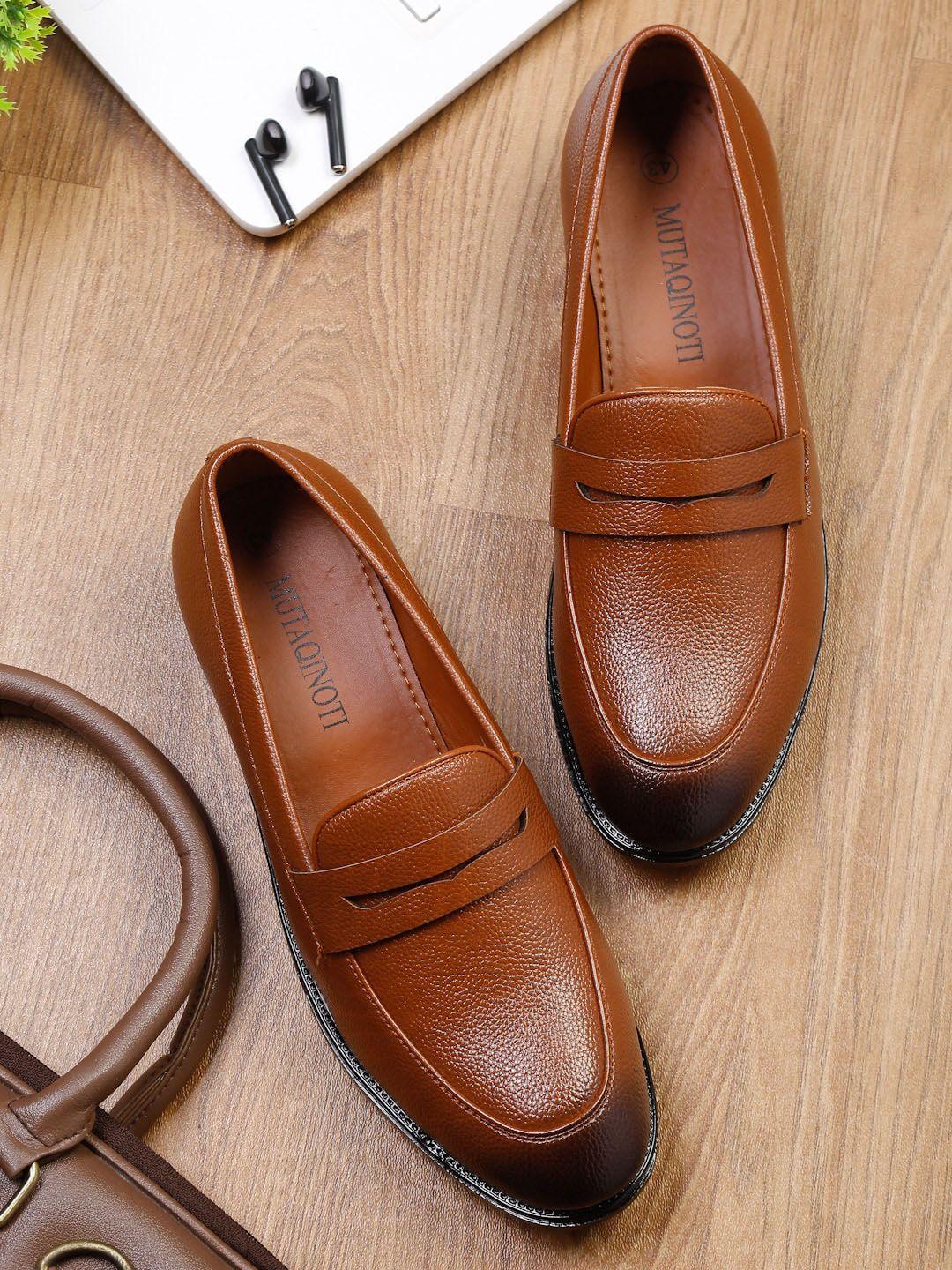 mutaqinoti men brown solid formal loafers