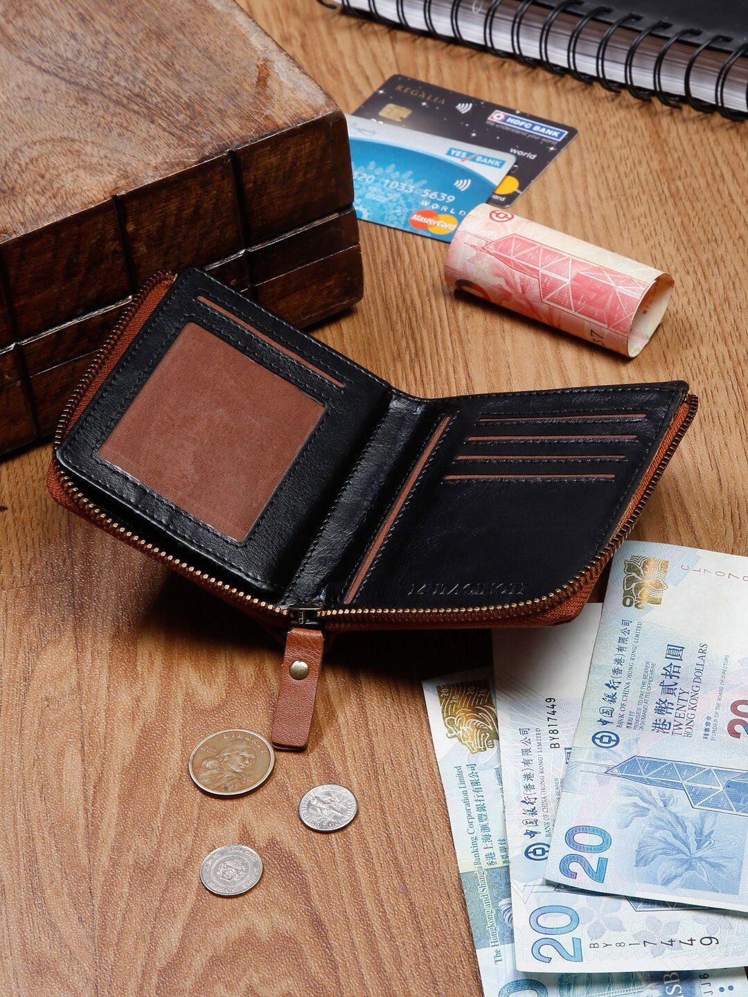 mutaqinoti men colourblocked leather two fold wallet