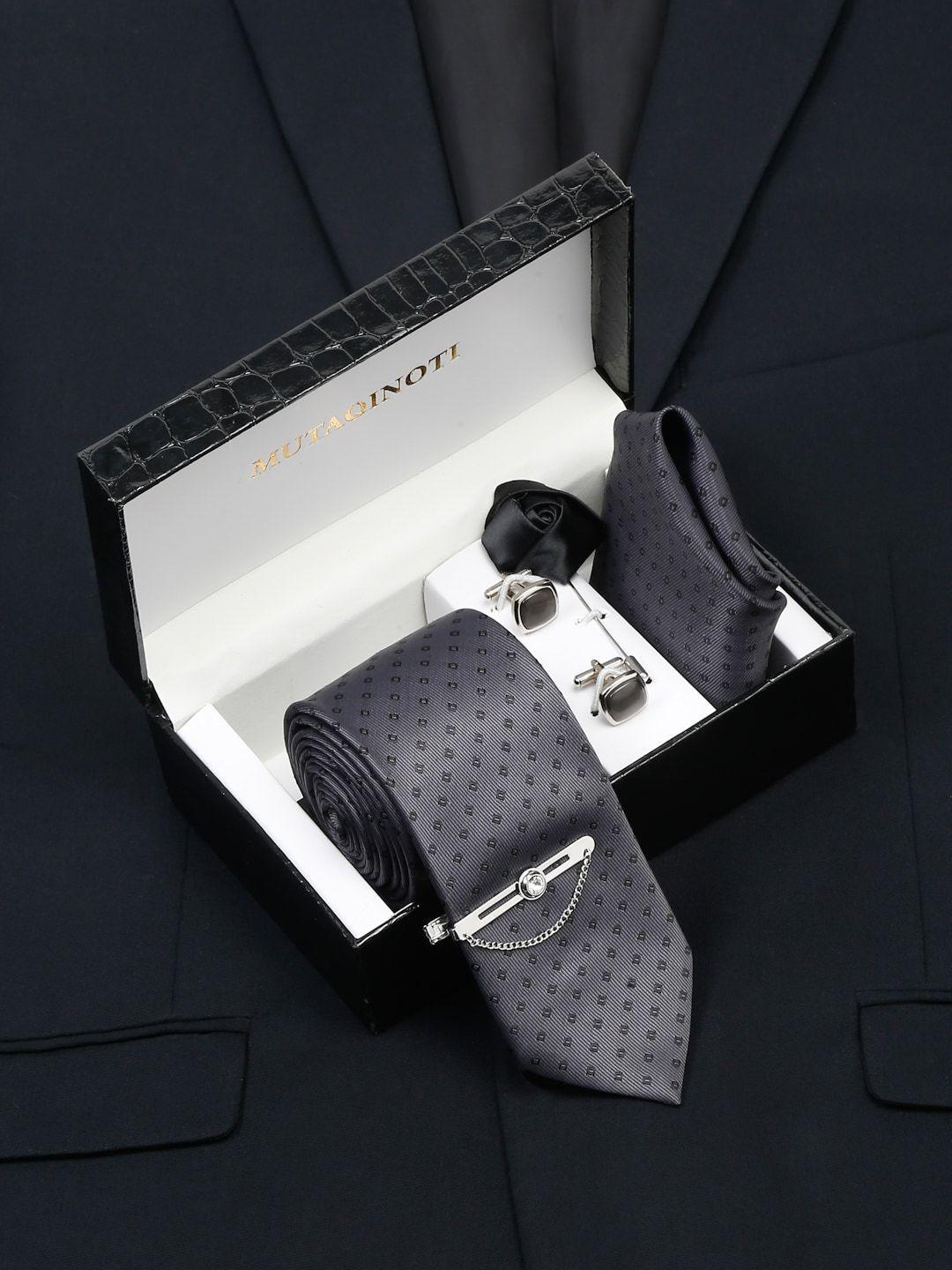 mutaqinoti men dotted silk necktie accessory gift set