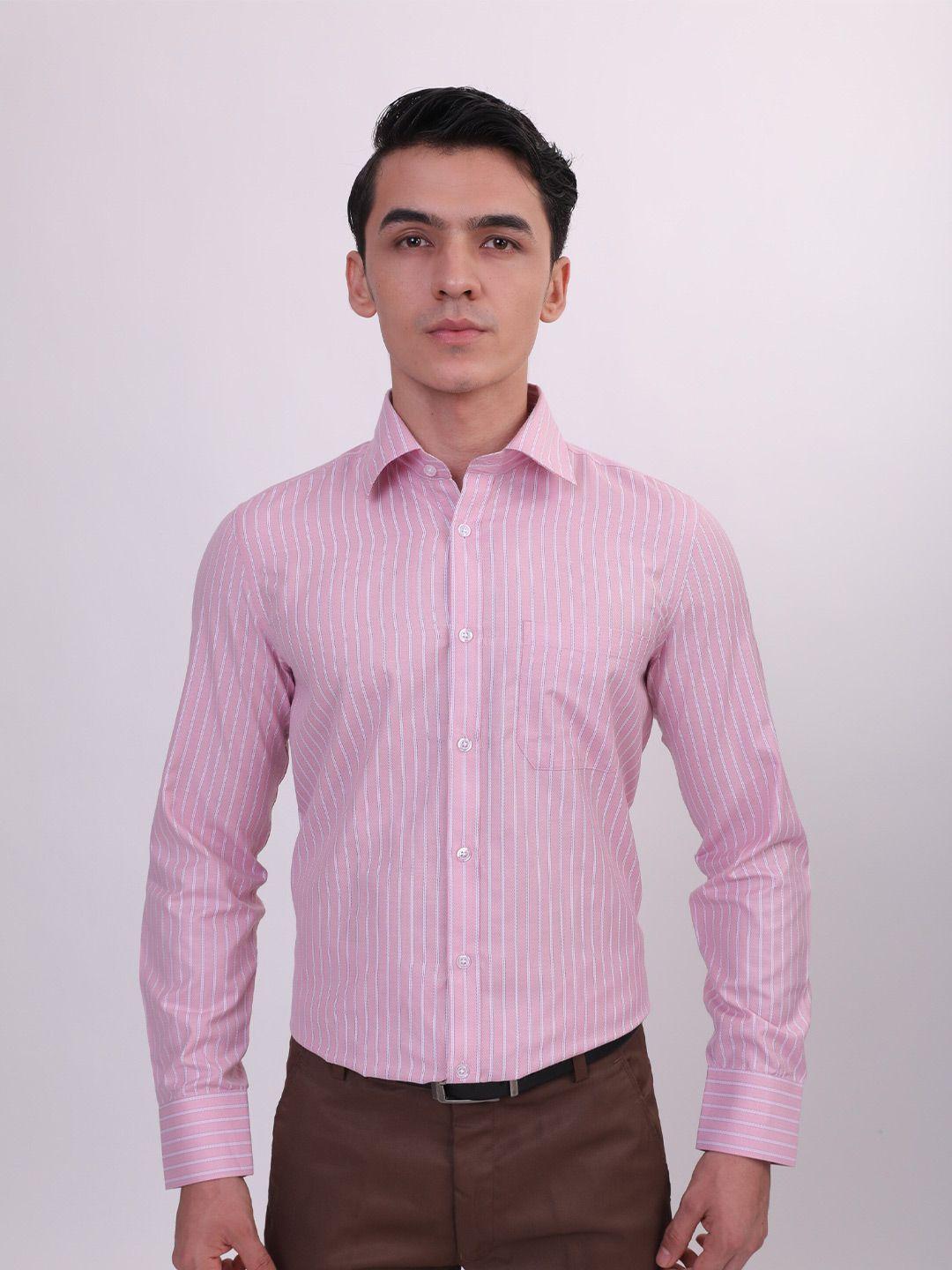 mutaqinoti men pink comfort striped formal shirt