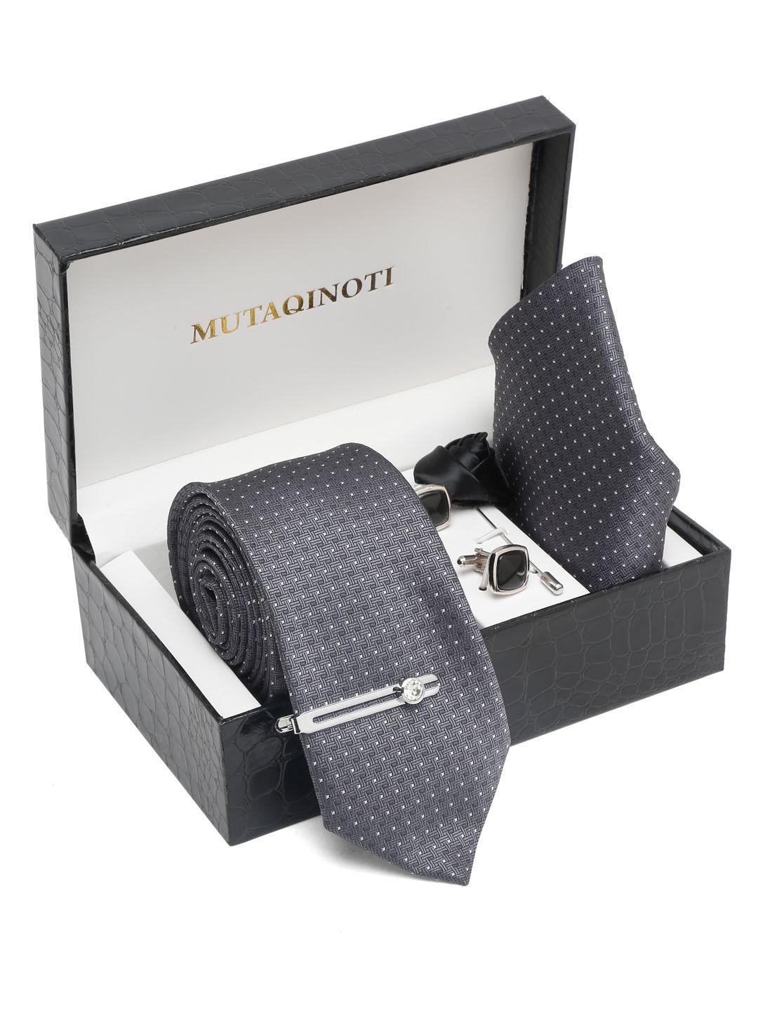 mutaqinoti men printed silk necktie accessory gift set