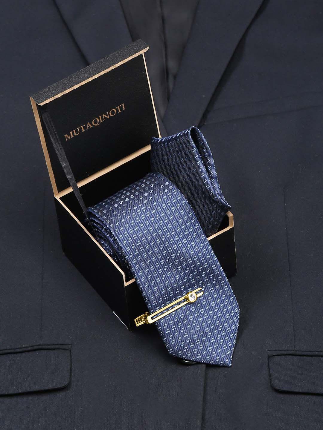 mutaqinoti men printed skinny tie with tiepin