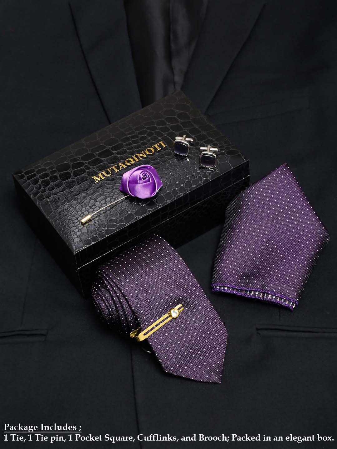 mutaqinoti men purple formal tie accessory gift set