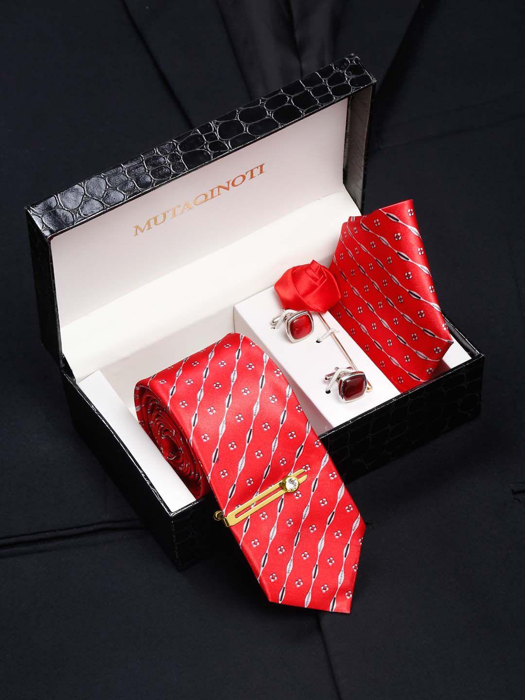 mutaqinoti men red formal tie accessory gift set