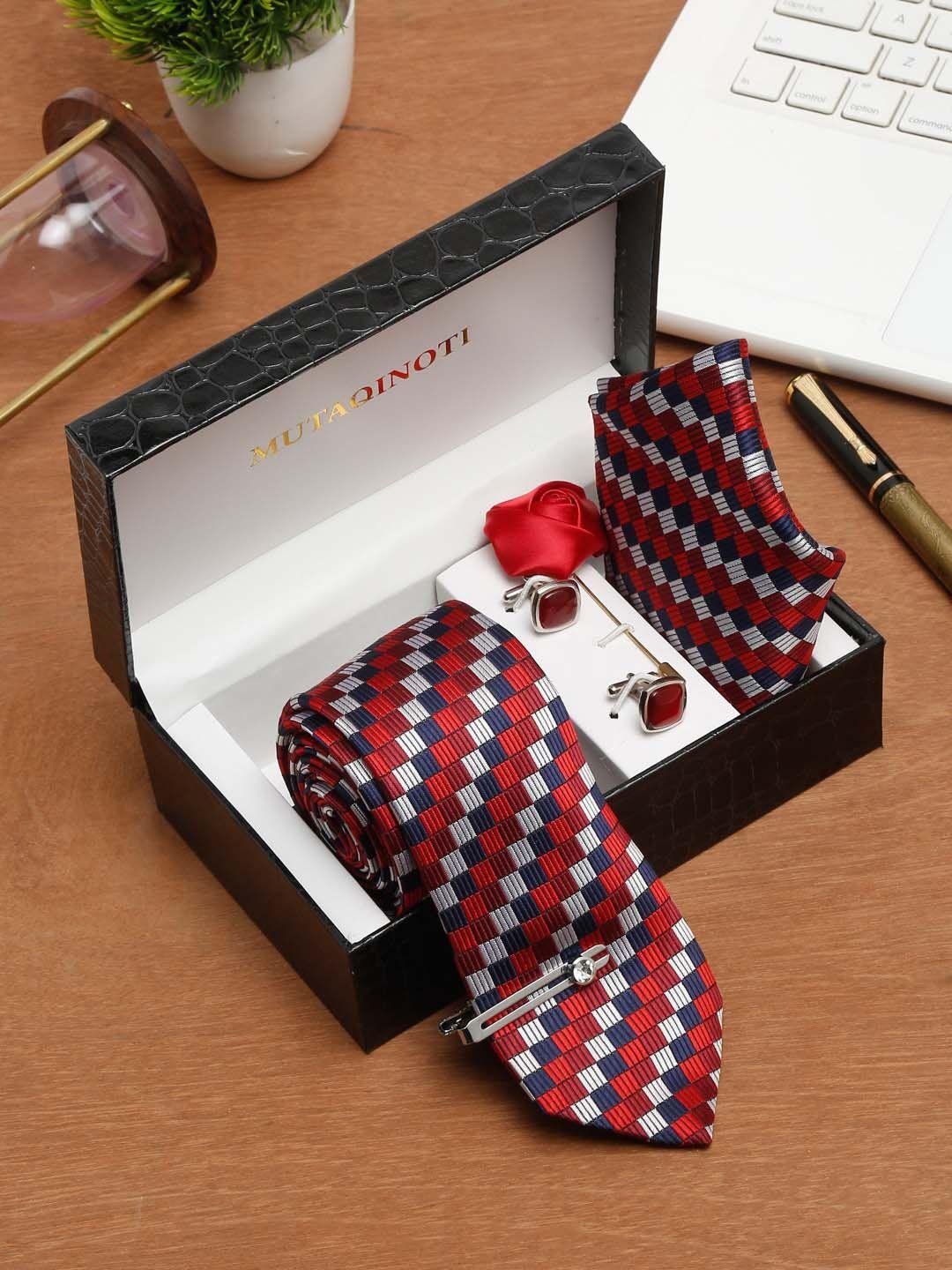 mutaqinoti men red printed accessory gift set