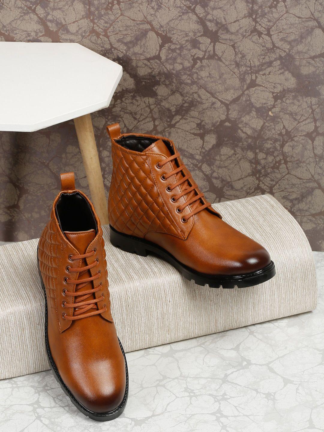 mutaqinoti men tan  brown woven design chuka boots