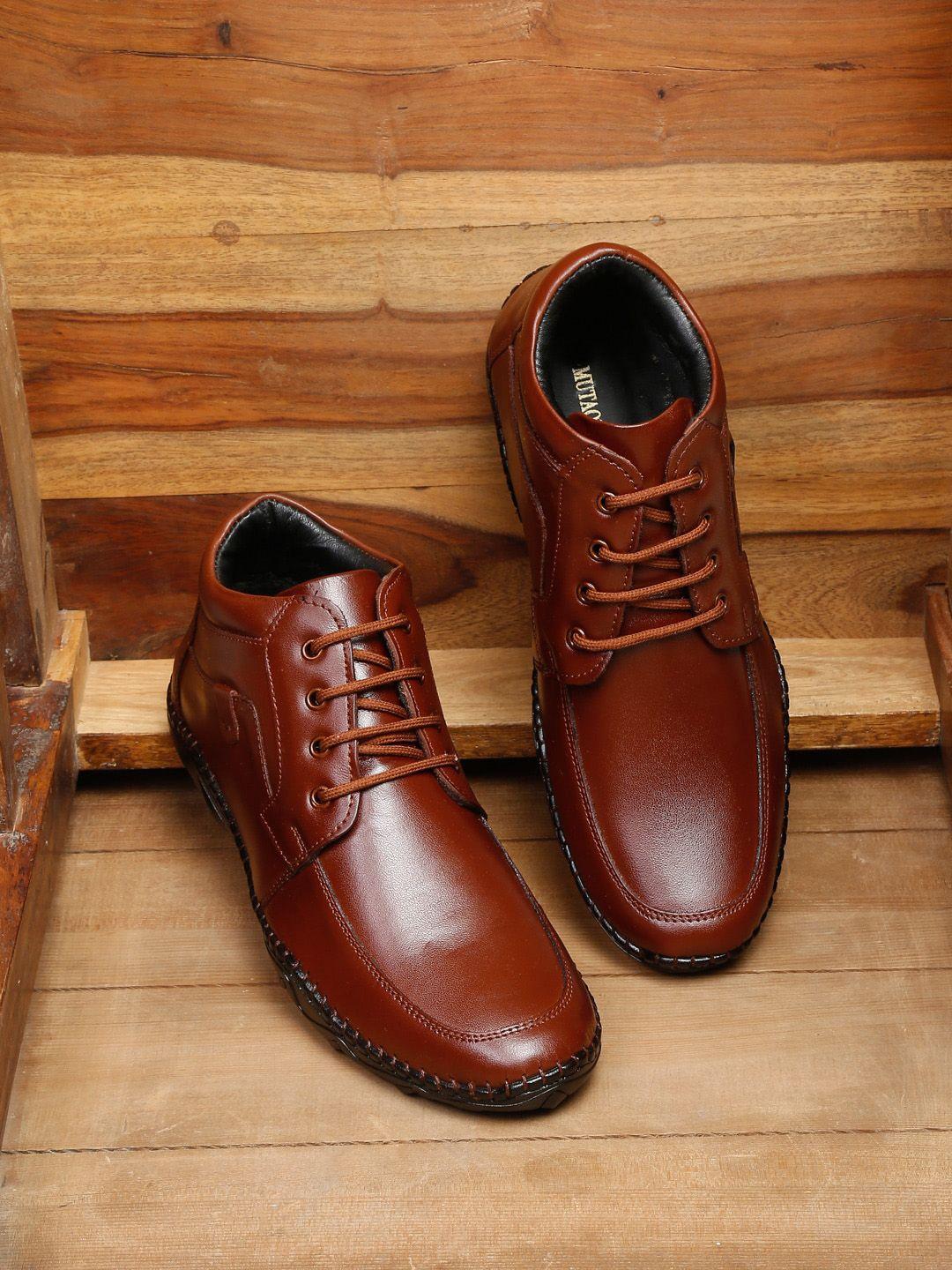 mutaqinoti men tan-brown solid boots