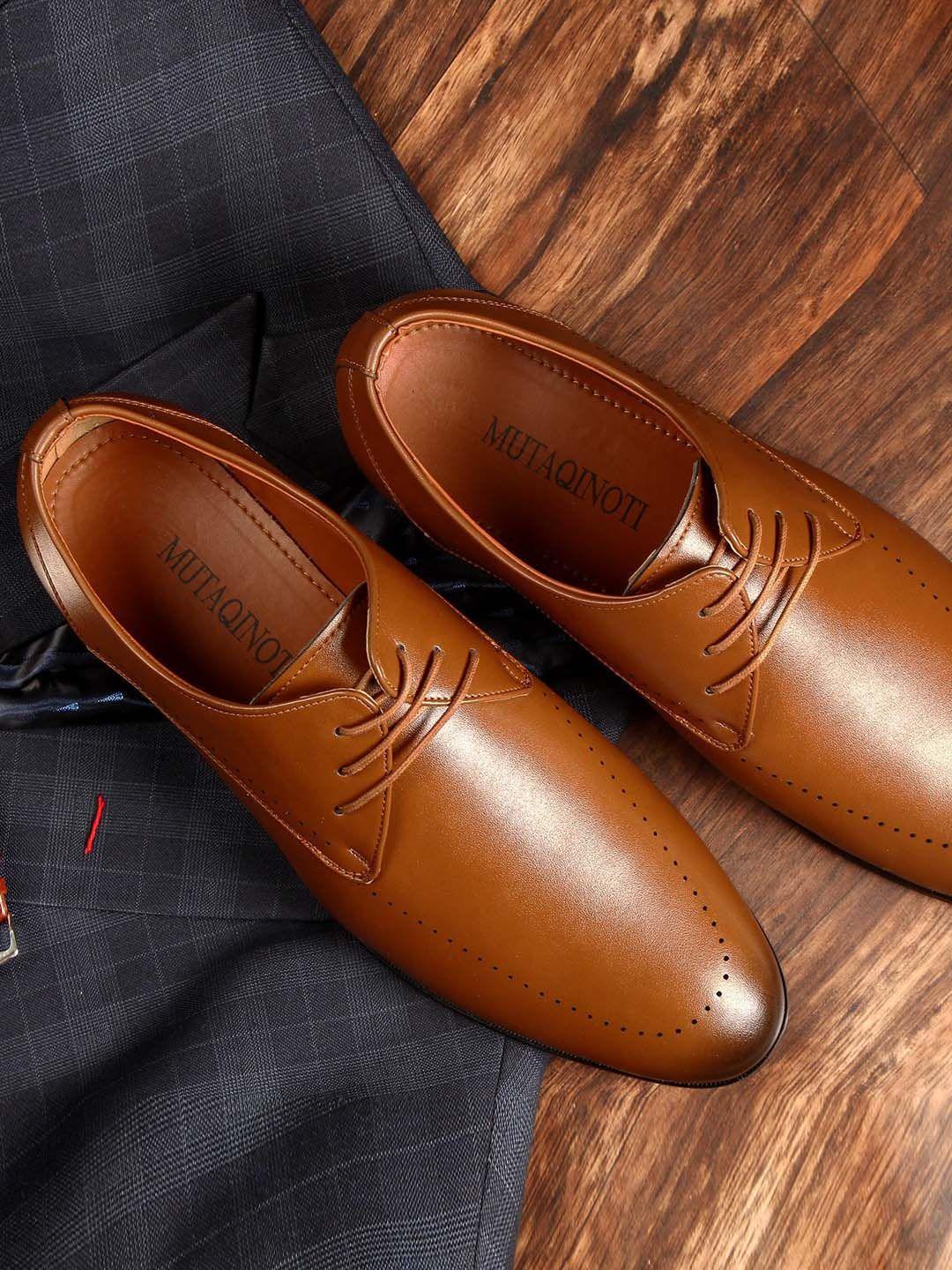 mutaqinoti men tan perforations leather brogues