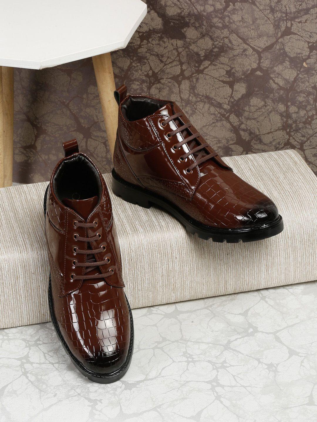 mutaqinoti men tan synthetic leather casual chuka boots