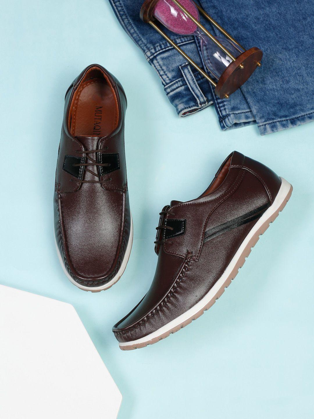 mutaqinoti men textured lightweight comfort insole leather contrast sole sneakers