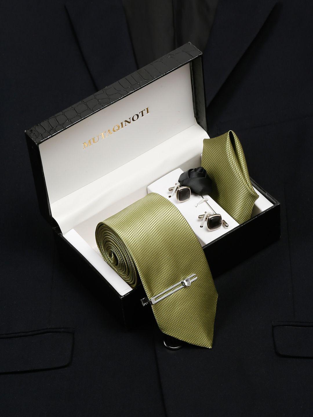 mutaqinoti men woven design silk necktie accessory gift set