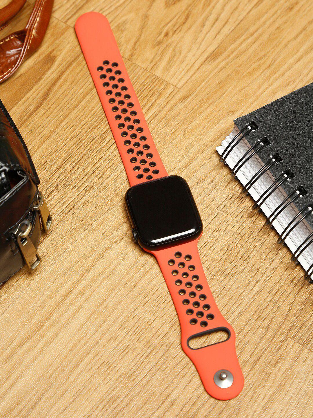 mutaqinoti red & black solid 44 mm silicone smartwatch band