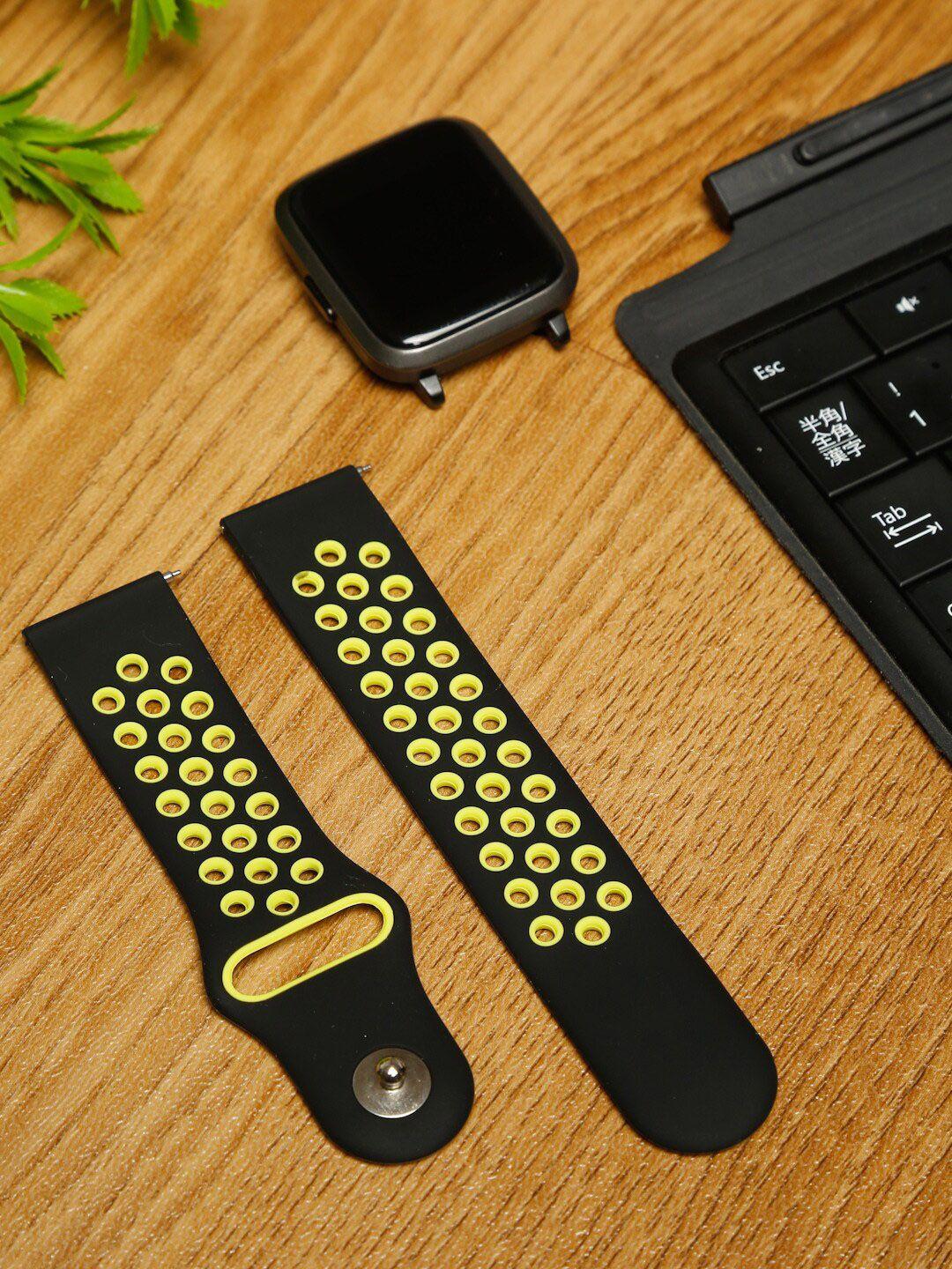 mutaqinoti unisex black & yellow patterned silicone watch straps