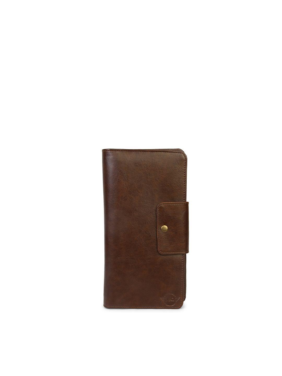 mutaqinoti unisex brown solid leather passport holder