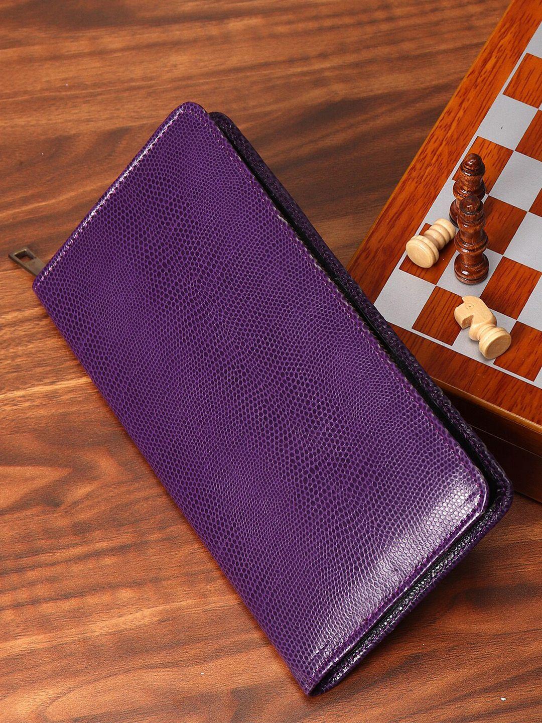mutaqinoti unisex violet textured zip around wallet with passport holder